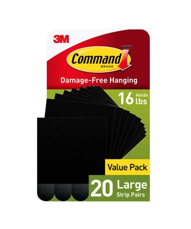 command Large Picture Hanging Adhesive strips  Damage Free Hanging Picture Hangers  No Tools for Wall for Living Space  20 Black Pairs (40 strips) 20 Pairs