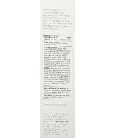 Andalou Naturals CC 1000 Roses Color Correct Sensitive SPF 30 - Sheer Tan 2 fl oz | Hydrating, Natural Skincare - Buy Online on GoSupps.com