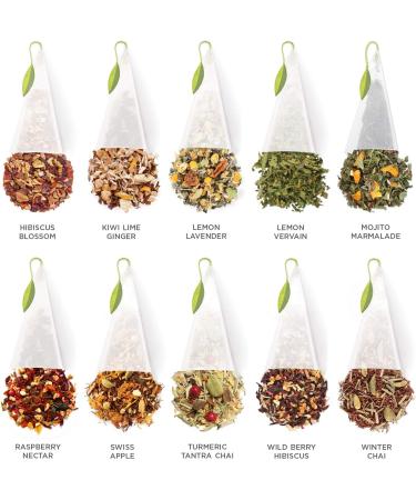 Tea Forte Tea Chest Herbal Tea Tasting Assortment with 40 Handcrafted Pyramid Tea Infusers - Chamomile Chai Mint and more - Buy Online on GoSupps.com