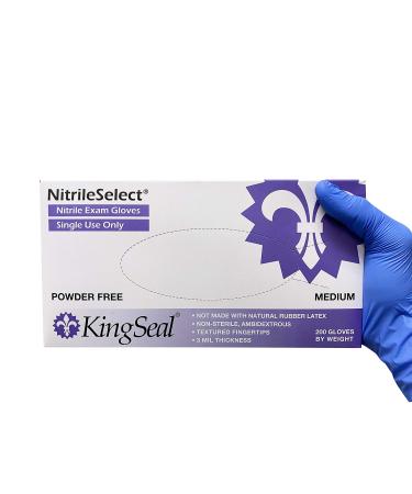 KingSeal NitrileSelect Exam Gloves Medical Grade Powder Free 3 MIL Violet Blue 200 Count Box in Various Bundles 1 Small (Pack of 200)