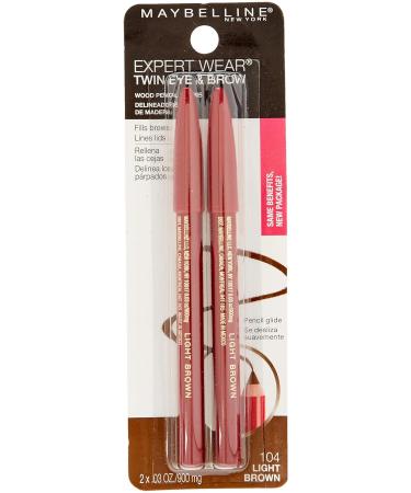 Maybelline Expert Eyes Twin Brow and Eye Pencils Light Brown 104 - 0.06 oz (Pack of 2) - Buy Online on GoSupps.com