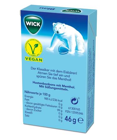 Wick Blue Coughing Bonbons - Sugar-Free Menthol & Arvensis Mint Aroma - 20 Pack (46g Each) - Deep Breathing Relief for International Shipping - Buy Online on GoSupps.com