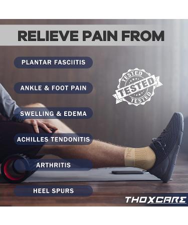 Thoxcare Plantar Fasciitis Socks - 1 Pair, Ankle Brace Foot Compression Sleeve for Women & Men with Arch Support, Pain Relief & Swelling Reduction - Beige, Small - Buy Online on GoSupps.com