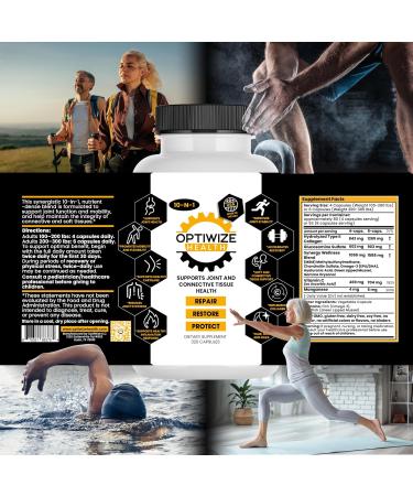 OptiWize 10-N-1 Joint Support Hydrolyzed Collagen MSM Hyaluronic Acid Glucosamine Chondroitin & More- Targets Joint Discomfort Improves Mobility & Flexibility 320 Caps for Men & Women Made in USA - Buy Online on GoSupps.com