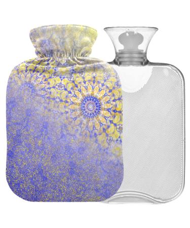 NAANLE hot water bottle with cover mandala flower transparent hot water bottle 2l large hot hot water bottle for menstrual cramps pain relief handfoots heat and cold therapy
