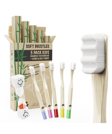Toothbrush children bamboo (5 + 1 hourglass) children's toothbrush nano toothbrush children 5 children toothbrush bamboo soft bristle bamboo toothbrush kids toothbrush child wood toothbrush bpa free