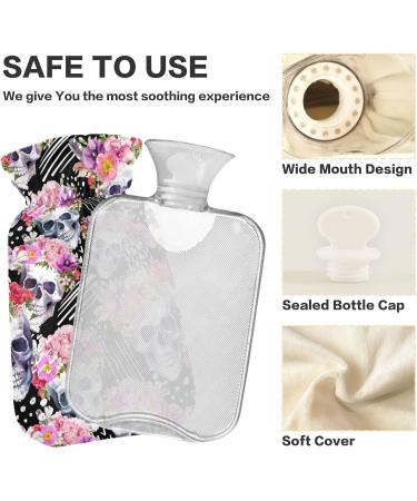 Hot Water Bottles with Skulls & Flowers Cover | 2L Pain Relief for Women Girls & Children | International Shipping - Buy Online on GoSupps.com