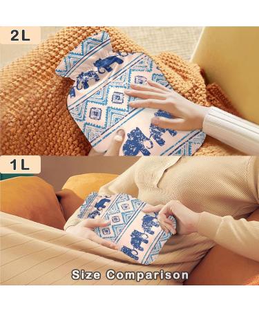 Naanle Stripes Elephant Ethno Hot Water Bottle | 2L Large Heat & Cold Therapy | Pain Relief for Bed Hands & Feet - Buy Online on GoSupps.com