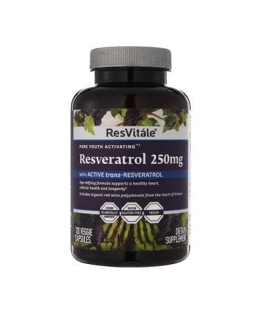 ResVit le Resveratrol 250 mg - Resveratrol Supplement for Men and Women - 120 Veggie Capsules 120 Count (Pack of 1)