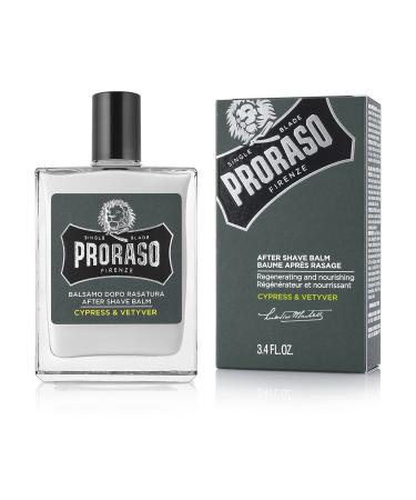 Proraso Aftershave Beard Balm Cypress and Vetyver 100ml Scented Beard Balm Softens Protects and Eases Discomfort Made in Italy