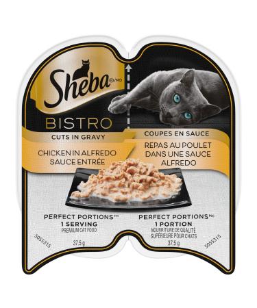 SHEBA Bistro Perfect PORTIONS Cat Food Wet Adult Cuts in Gravy Chicken in Alfredo Sauce Entr e 75g Tray (24 Pack) Cuts in Gravy Chicken in Alfredo Sauce Entr e 75 g (Pack of 24)