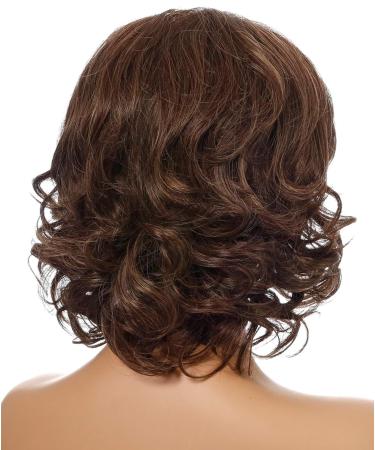 AUBIG Women's Short Curly Hair Wig - Chemical Fiber with Hairnet Cap & Steel Comb - Brown | International Shipping Available - Buy Online on GoSupps.com