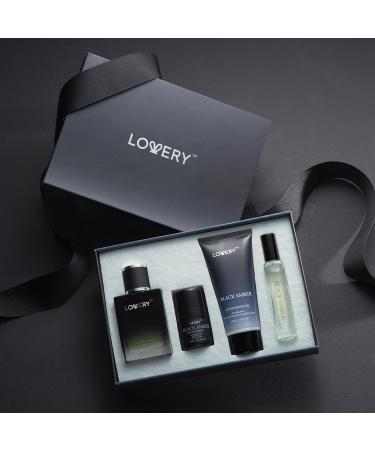 Mens Valentines Gifts Black Amber Mens Perfume 4 in 1 Deodorant & Cologne Gift Set - 4pc Mens Cologne Set - Parfum Antiperspirant Deodorant Stick Aftershave Gel Masculine Birthday Perfumes for Men - Buy Online on GoSupps.com