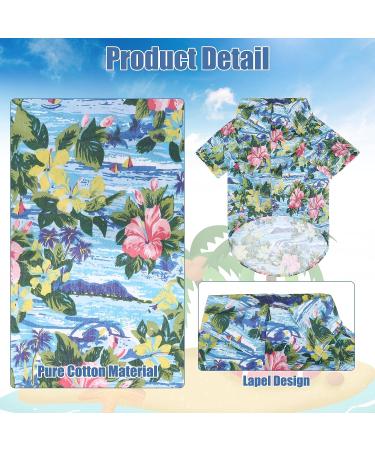 EXPAWLORER Dog Hawaiian Shirt - Breathable Cotton Polo T-Shirt for Small Dogs - Floral & Sea Island Pattern Summer Clothes - Buy Online on GoSupps.com