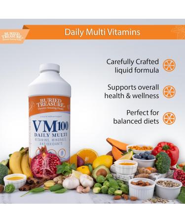 Buried Treasure VM100 Daily Multi - 32 Servings Liquid Vitamins & Minerals Supplement | International Shipping Available - Buy Online on GoSupps.com