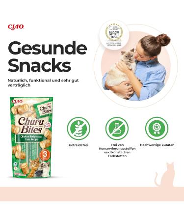 Inaba Churu Bites Cat Treats - Hand Feeding Crispy Tuna Pockets with Creamy Filling - 30g Pack - Buy Online on GoSupps.com