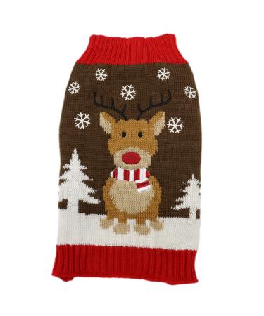 Hrttsy Christmas dog sweater winter warm dog cat sweater clothing pets coat costume puppy sweater pullover clothing for small medium -sized dogs big dog pet sweater small brown fawn