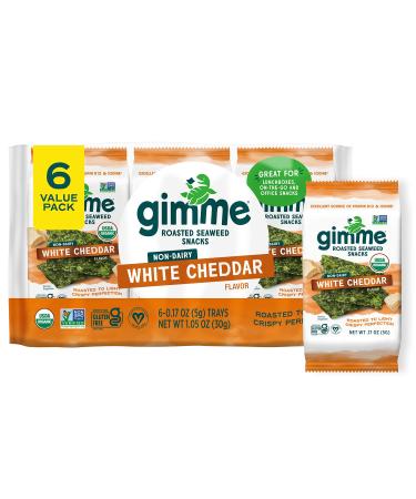 gimMe - White Cheddar - 6 Count - Organic Roasted Seaweed SheetsKeto, Vegan, Gluten Free - Great Source of Iodine & Omega 3s - Healthy On-The-Go Snack for Kids Adults #5 White Cheddar 6 Count