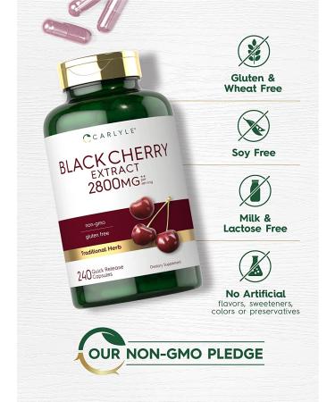 Black Cherry Extract Concentrate 2800mg | 240 Capsules | Non-GMO & Gluten Free | Prunus Serotina Supplement - Buy Online on GoSupps.com