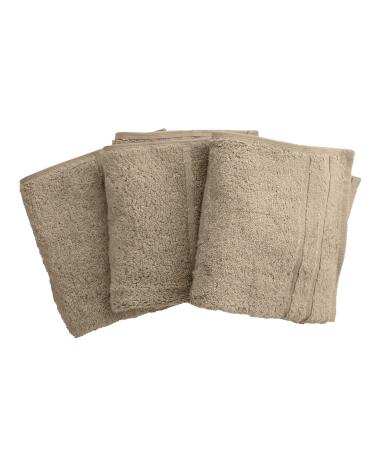 Cariloha Organic Bamboo-Viscose and Turkish Cotton Washcloths Set - Soft Washcloths for Face and Body - 13 x 13 - 600 GSM - Stone - Set of 3 Towels