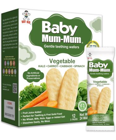 Hot-Kid Baby Mum-Mum Rice Rusks Vegetable Gluten Free Allergen Free Non-GMO Rice Teether Cookie for Teething Infants 50gms 24 Rusks per box - Case pack of 6 - Buy Online on GoSupps.com