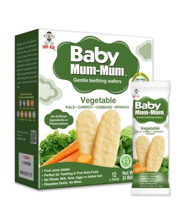 Baby Mum-Mum Rice Rusks, Vegetable, 24 Pieces (Pack of 6) Gluten Free, Allergen Free, Non-GMO, Rice Teether Cookie for Teething Infants