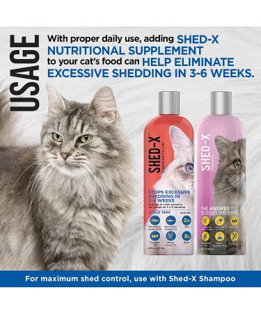 Shed-X Liquid Daily Supplement for Cats 8 oz - 100% Natural Formula for Excessive Shedding - Essential Fatty Acids, Vitamins, and Minerals - Buy Online on GoSupps.com