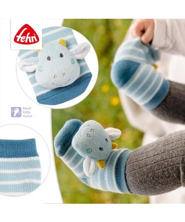 Fehn Badecake Baby Dino - Terry Baby Poncho & Rattle Socks Set for Kids | Cute Baby Dragon Bath Towel & Fun Socks Bundle - Buy Online on GoSupps.com