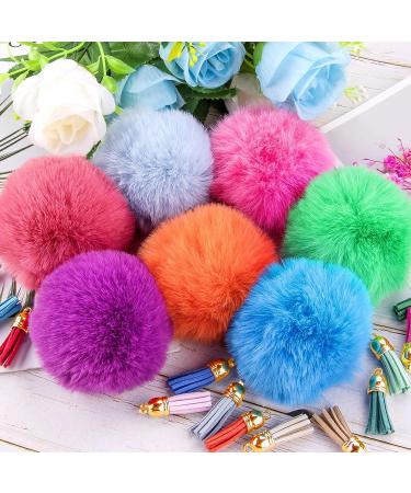 BQTQ 160 Pieces Fluffy Pom Pom Keychain Set - Bright Gold Key Ring with Faux Fur Balls for Hats, Shoes and DIY Projects - Buy Online on GoSupps.com