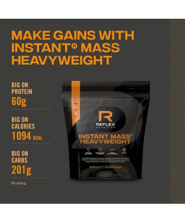 Reflex Instant Mass Heavyweight Protein Powder Strawberries & Cream 5.4kg - 60g Protein, 1000+ Calories, 18 Vitamins - Buy Online on GoSupps.com