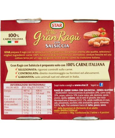  Star Star 4X My Gran Ragu Salsiccia Sauce Tomate 2X 180g avec Saucisse - Buy Online on GoSupps.com