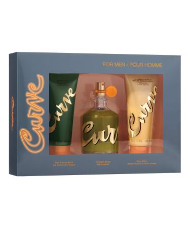 Curve Curve for Men 3 Piece Men's Fragrance Gift Set 4.2 Oz Eau De Cologne 3.4 Oz After Shave Balm and 3.4 Oz Shower Gel 3 Count 3 Count (Pack of 1) Face Balm/Body Wash