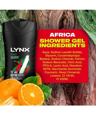 Lynx Africa 12-H Refreshing Fragrance Shower Gel Body Wash for Men 225ml (6) - Buy Online on GoSupps.com