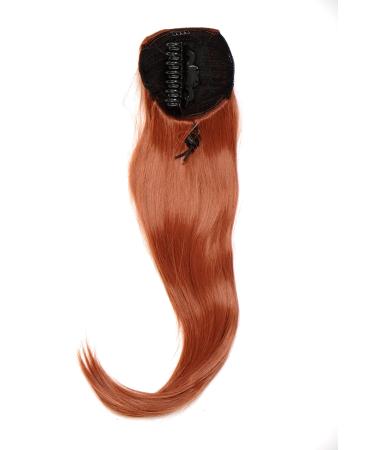 WIG ME UP - Hairpiece voluminous straight falling braid/ponytail mini butterfly clip elastic band approx. 60 cm copper red WK06-350