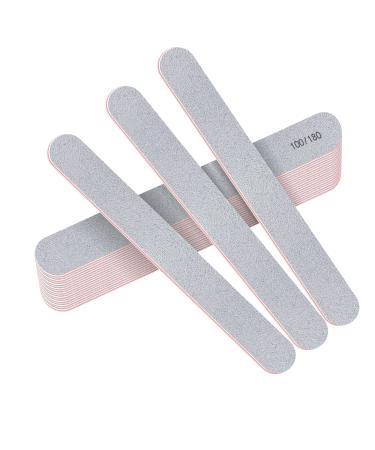 Stadux 12 PCs Professional Nail Files Double Sided Emery Boards 100/180 Grit Fingernail Files for Natural/False Nails Nail Styling Set for Home and Salon Use - White 100/180 White