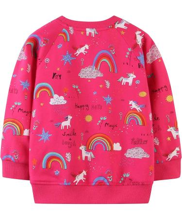 Girls Cotton Sweatshirt | Long Sleeve Pullover for Kids | Toddler Jumper | Age 1-12 Years | Rose Red - 3-4 Years - Buy Online on GoSupps.com