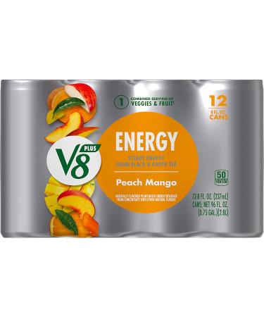 V8 +Energy  Healthy Energy Drink  Natural Energy From Tea  Peach Mango  8 Fl Oz  12 Count Peach Mango 8 Fl Oz (Pack of 12) - Buy Online on GoSupps.com