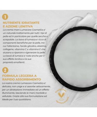  Lumacare Cosmetics Lumacare Cosmetics Intensive Repairing Moisturizing and Nourishing Hand Cream 50ml Hand Cream with Snail Mucin 100% Made in Italy Ideal for dry and chapped hands Paraben-free - Buy Online on GoSupps.com
