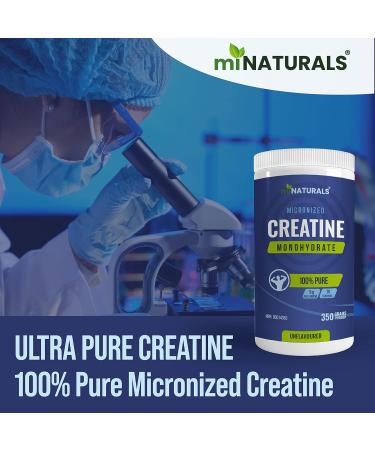 miNATURALS Creatine Monohydrate Powder by miNATURALS -350 Grams - 100% Pure Unflavoured Micronized Powder Helps Increase Lean Muscle Mass for Bodybuilding - Buy Online on GoSupps.com