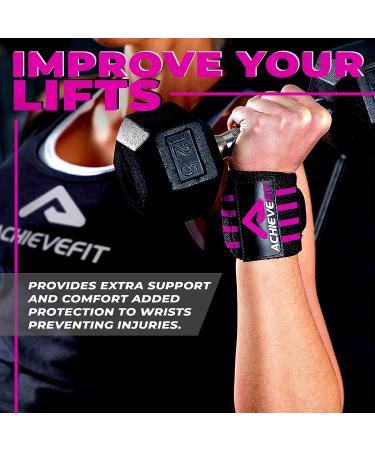 Fit Weight Lifting Wrist Wraps (Pair) - Wrist Support for Crossfit, Weightlifting & Powerlifting - Thumb Loops - Men and Women - Regular Stiff or Combo - Pink/Black - 18 - Buy Online on GoSupps.com