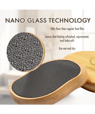 Ambaa Nano Glass Foot File Highly Effective Callus Remover for Foot Spa & Home Salon Fine Foot File for Velvety Feet Foot Files for Hard Skin (Bamboo Black) - Buy Online on GoSupps.com