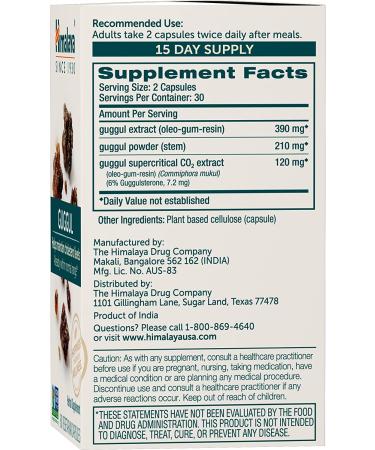Himalaya Guggul - 60 Vegetarian Capsules for Weight Management & Health - Buy Online on GoSupps.com