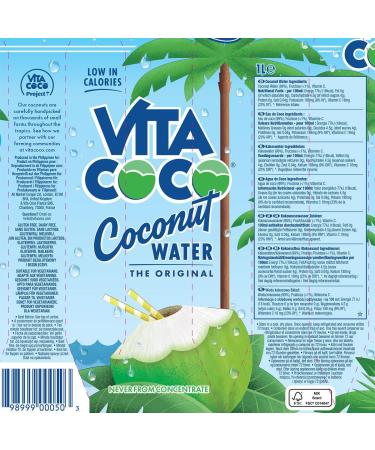 Vita Coco Pure Coconut Water 1L x 12 | Electrolyte-Rich | Hydrate Naturally | Sustainably Sourced | Zero Artificial Additives | Authentic Coconut Water | Refreshing Baverage - Buy Online on GoSupps.com