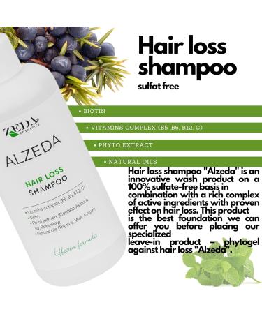 ALZEDA Anti-Hair Loss Shampoo 200 ml with Biotin Rosemary Vitamin C B12 B-Complex Mint | Anti-Hair Loss | Hair Growth | Sulfate-Free Shampoo - Buy Online on GoSupps.com