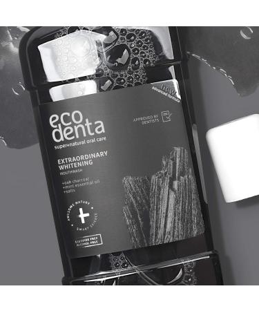 Ecodenta Extraordinary Teeth Whitening Mouthwash 500ml - Alcohol & Fluoride Free, Charcoal Formula for Fresh Breath - Buy Online on GoSupps.com