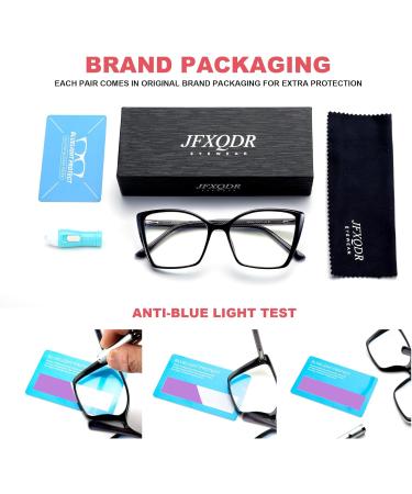 Women's Oversized Blue Light Blocking Glasses - Trendy Cat Eye Gaming Eyeglasses Anti Eyestrain & UV Glare RF6204 (Black Frame) - Shop Internationally - Buy Online on GoSupps.com