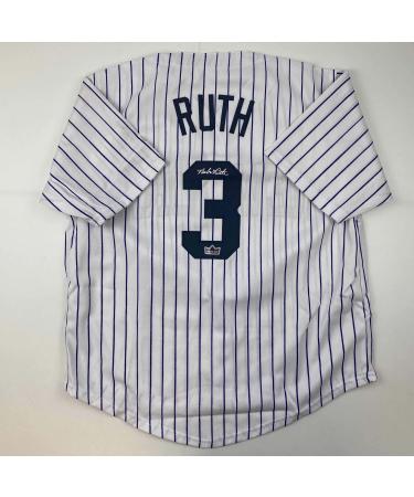 Facsimile Autographed Babe Ruth New York Pinstripe Reprint Laser Auto Baseball Jersey Size Men's XL