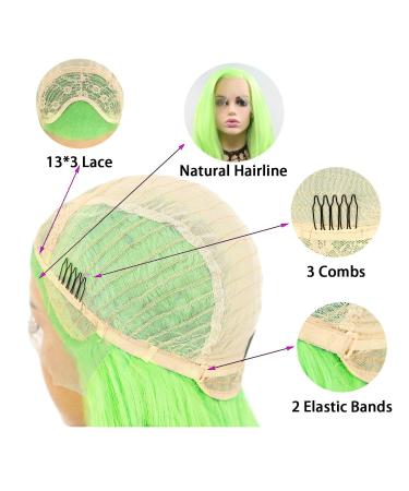 13x2.5 Fluorescent Green Lace Front Wig for Women - Naturally Wavy Heat-Resistant Synthetic Hair (Neon Green 66cm) - Buy Online on GoSupps.com