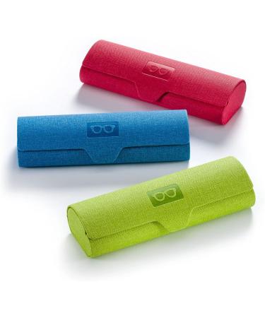 FEFI Sturdy Hardcase Glasses Case - Colorful Blue Linen Look | Durable & Stylish Eyewear Protection - Buy Online on GoSupps.com