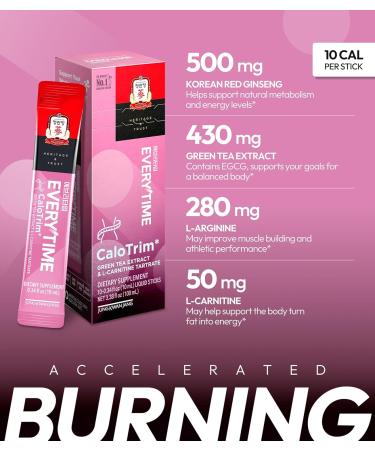 JUNG KWAN JANG Everytime CaloTrim - Intra Workout Herbal Energy Drink Packets with Korean Red Ginseng L-Carnitine Tartrate & Green Tea - Non-GMO (10 Sticks 0.34 fl oz) - Buy Online on GoSupps.com